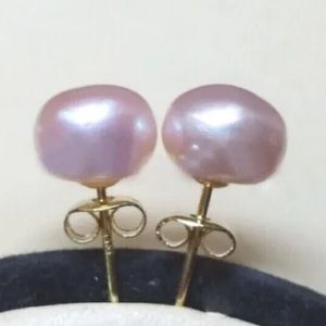 14K Gold 9 mm Lavender Natural South Sea Pearl Stud Earrings